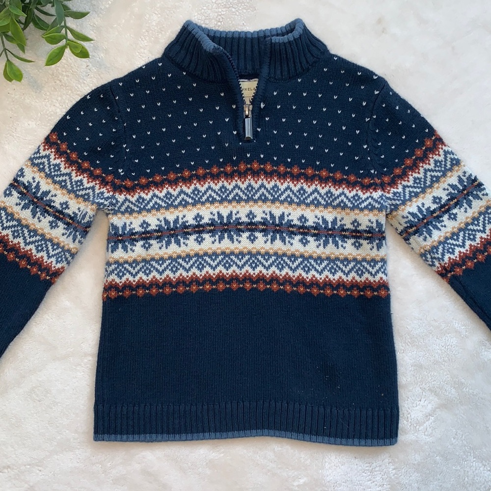 Rorie Whelan Blue Quarter Zip Sweater 4/5 EUC